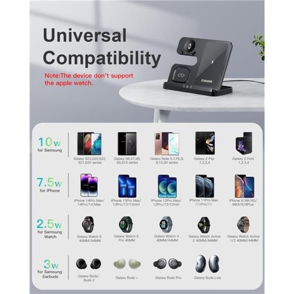 Wireless Charging Station for Samsung and Android 3 in 1 Fast Charger - Picture 6 of 6